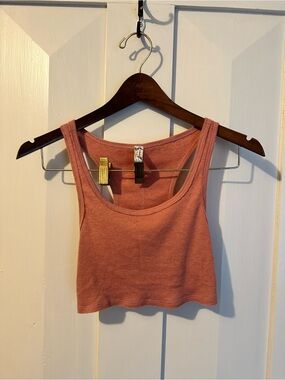 Free People Ribbed Crop Tank in Dusty Rose